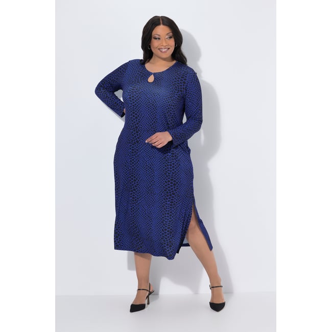 Robe maxi, décolleté rond et manches longues noir <span itemprop=