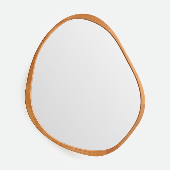 Grand miroir mural, forme organique, diamètre 100 x hauteur 120 cm, ASTIA Couleur naturel <span itemprop=