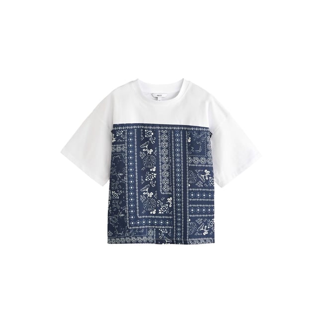 T-shirt imprimé bandana à manches courtes blanc/bleu marine <span itemprop=