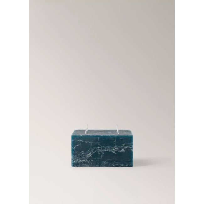 Bougie carrée en paraffine Couleur bleu pétrole <span itemprop=