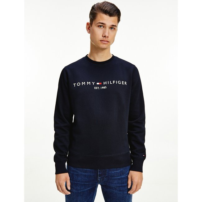Tommy Logo Sweatshirt with Crew Neck, navy blue, TOMMY HILFIGER