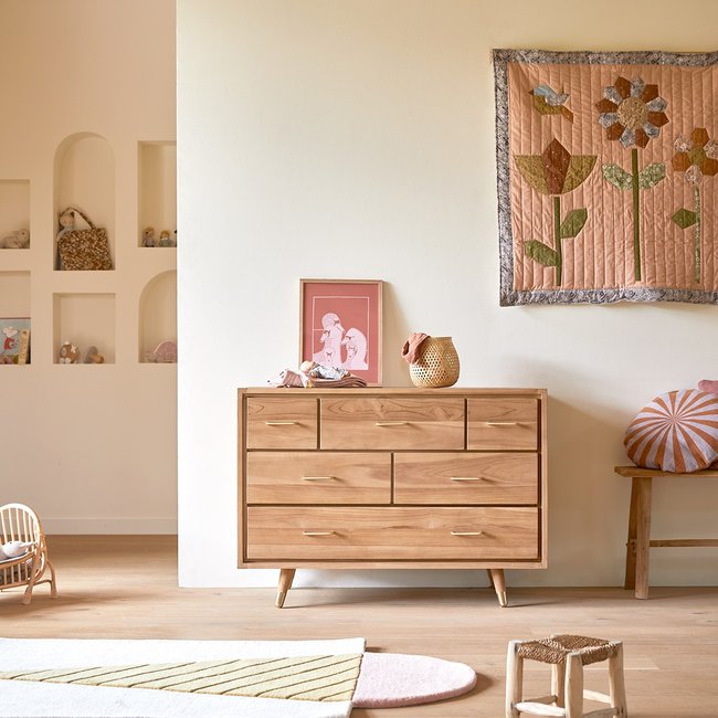 Commode enfant en teck massif KORT Couleur naturel <span itemprop=