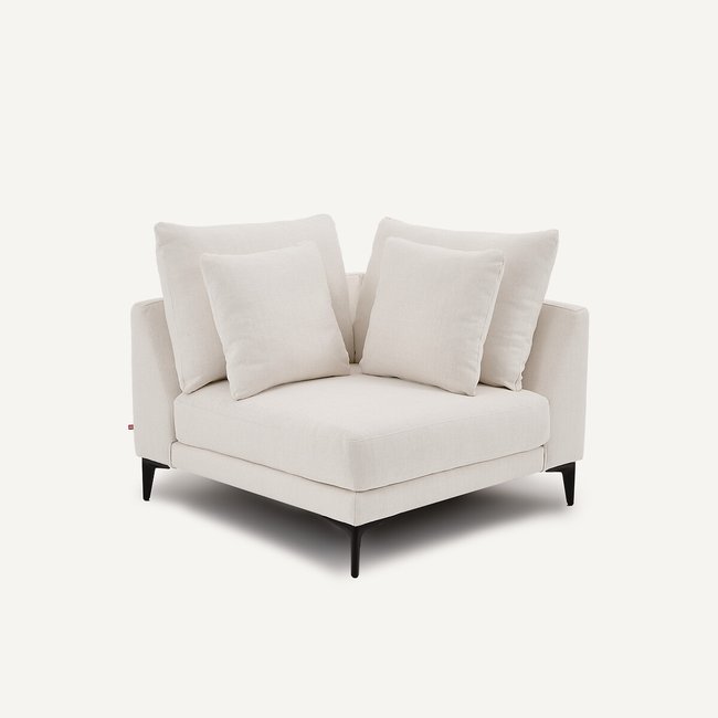 Canapé d'angle en toile polyester, MODERNISTE, design Emmanuel Gallina Couleur craie <span itemprop=