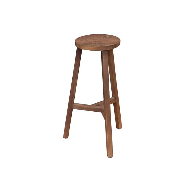 Tabouret de bar en bois recyclé INDRA Couleur bois foncé <span itemprop=