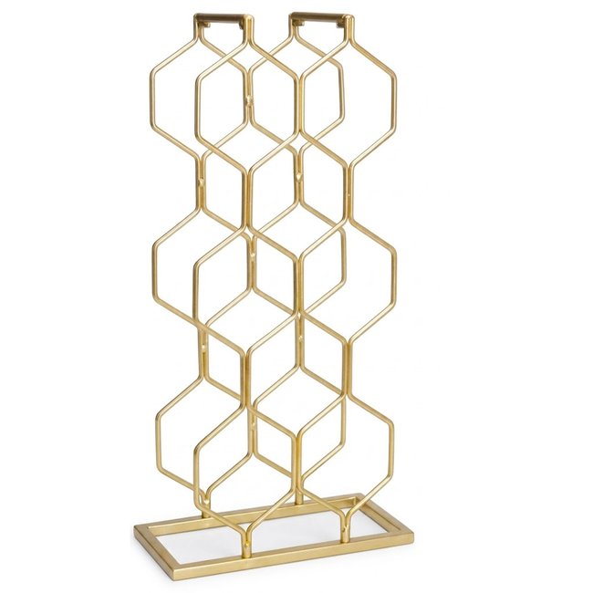 Porte bouteilles métal doré 8 Bouteilles 23x11x48cm Couleur doré <span itemprop=