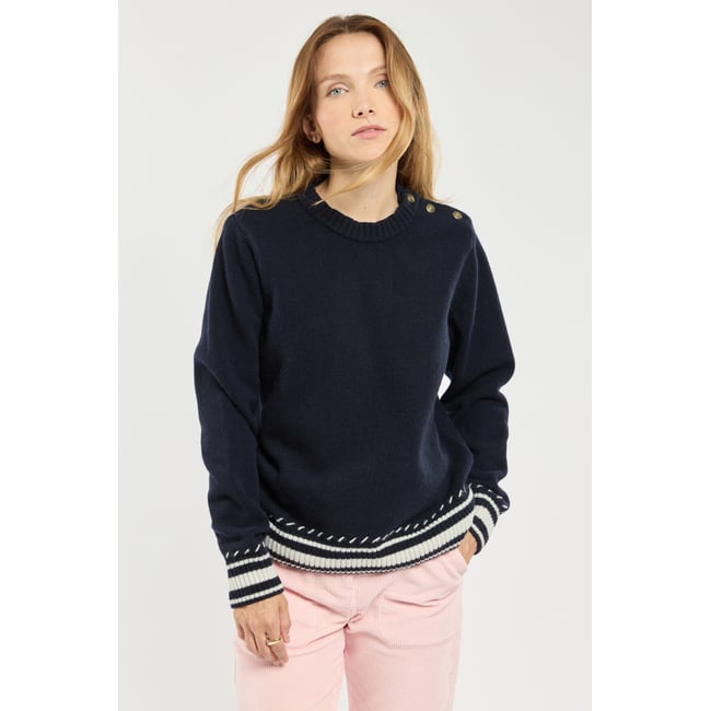 Pull marin Deauville - laine seal/nature <span itemprop=