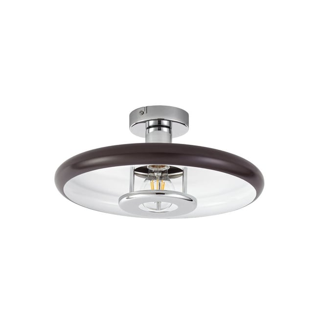 Plafonnier en métal vintage, Branford Couleur marron, chrome <span itemprop=