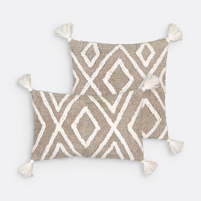 Funda de cojín de algodón de tuft, Cali natural/crudo <span itemprop=