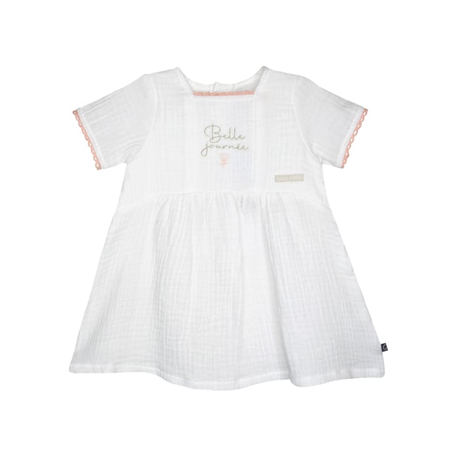 Robe odette manches courtes blanc <span itemprop=