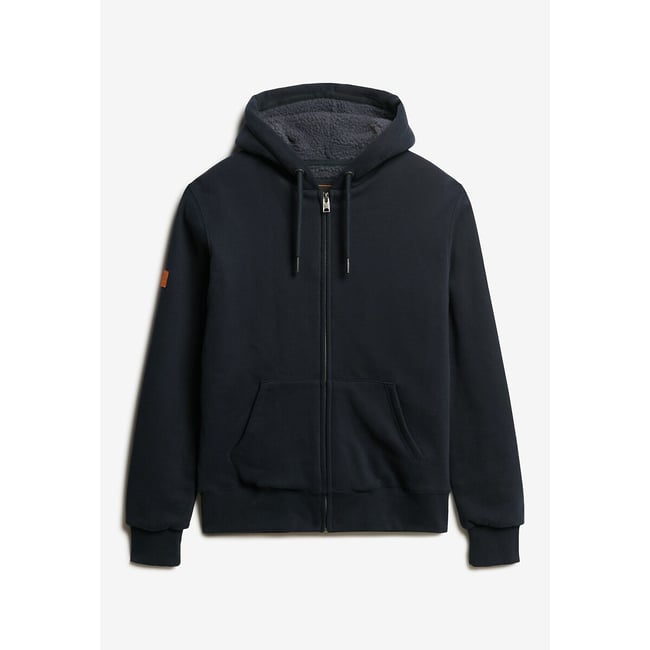 Sweat à capuche zippé bleu marine <span itemprop=