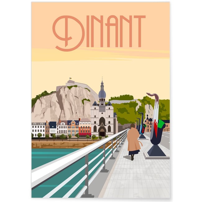 Affiche ville Dinant Couleur blanc <span itemprop=