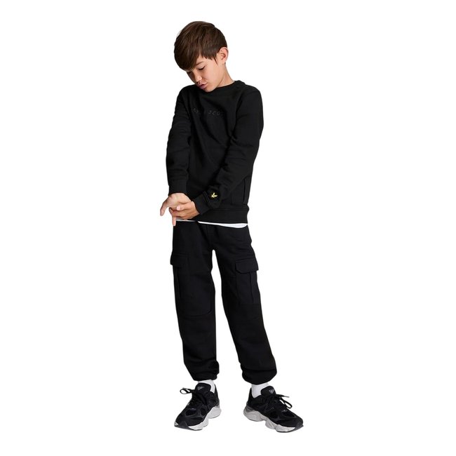 Sweat décontracté à col ras-du-cou noir <span itemprop=