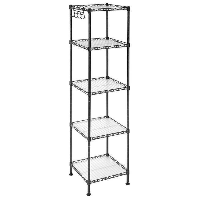 Étagère en métal noir avec grille de rangement modulable - L30 x H121 cm Couleur noir <span itemprop=