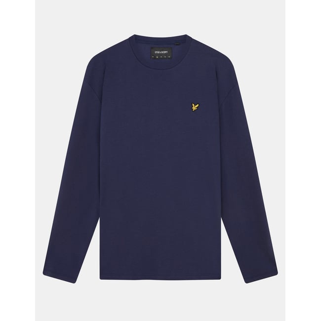 T-shirt manches longues en coton bleu marine <span itemprop=