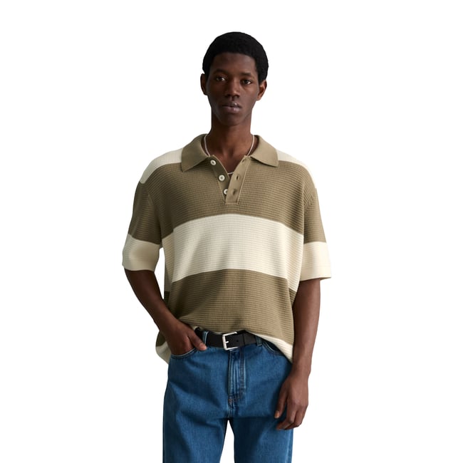 Polo en tricot régulier avec structure gaufrée - MARC O’POLO DENIM