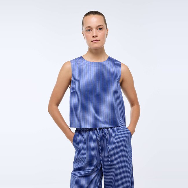 Blouse sans manches, dos nu noué, en coton BIO GOTS riviera <span itemprop=