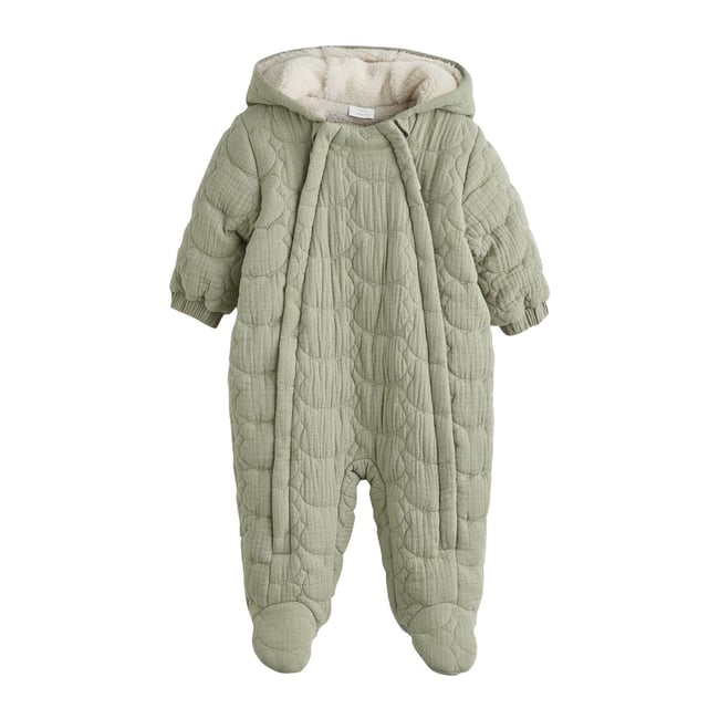 Combinaison bébé matelassée avec visage ours vert <span itemprop=