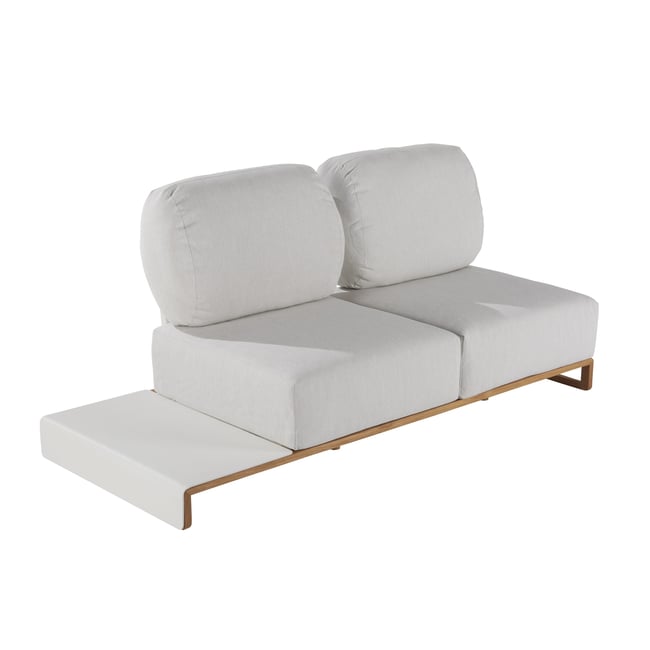 Canapé en aluminium et teck, MEMPHIS blanc <span itemprop=
