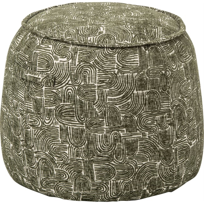 Pouf en tissu à motif graphique Couleur vert foncé <span itemprop=