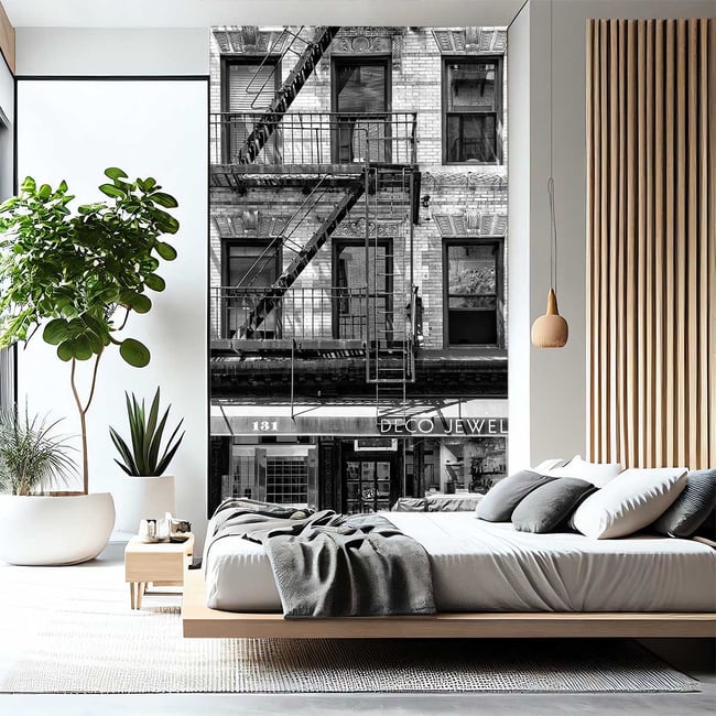 Papier peint immeuble Brooklyn Couleur intissé <span itemprop=