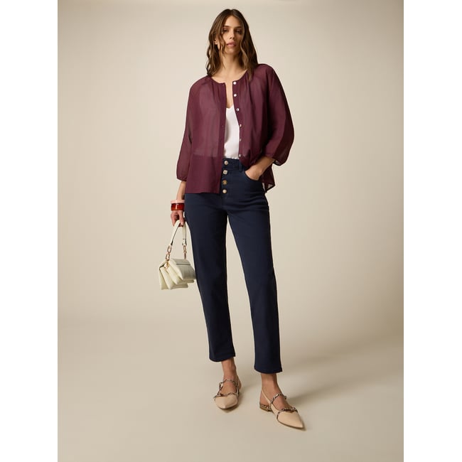 Pantalon boyslim bleu <span itemprop=