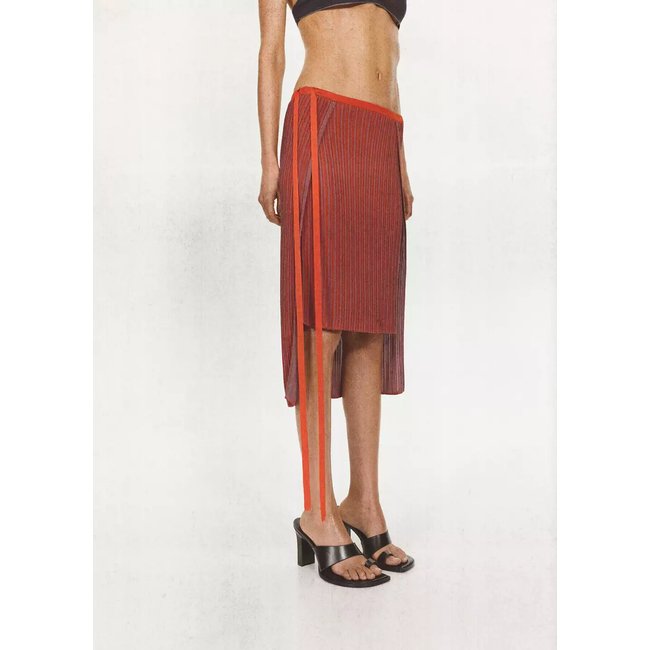Jupe côtelée superposition rouge <span itemprop=