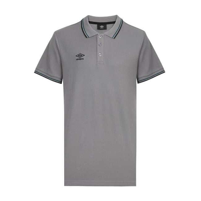 Polo piqué de coton gris/noir/vert <span itemprop=