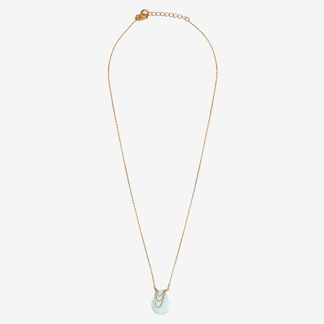 Collier solange calcedoine bleue bleu <span itemprop=