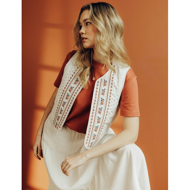 Veste sans manches réversible marron <span itemprop=