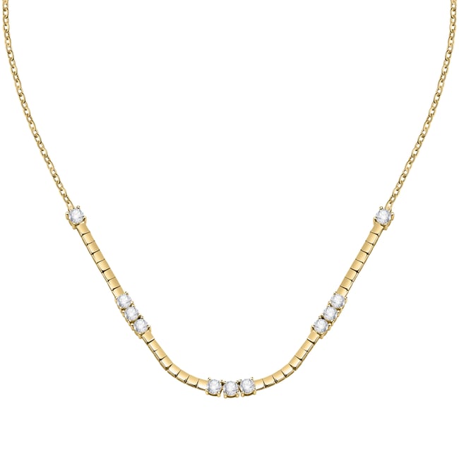 Collier en laiton, placage ninfea, zircons SCINTILLE blanc <span itemprop=
