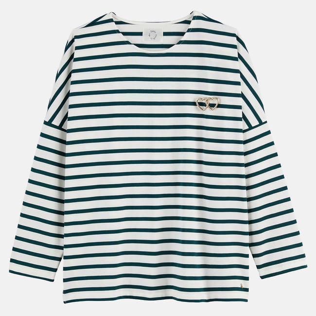 Camiseta de manga larga estilo marinero, FILLY crudo/verde  <span itemprop=
