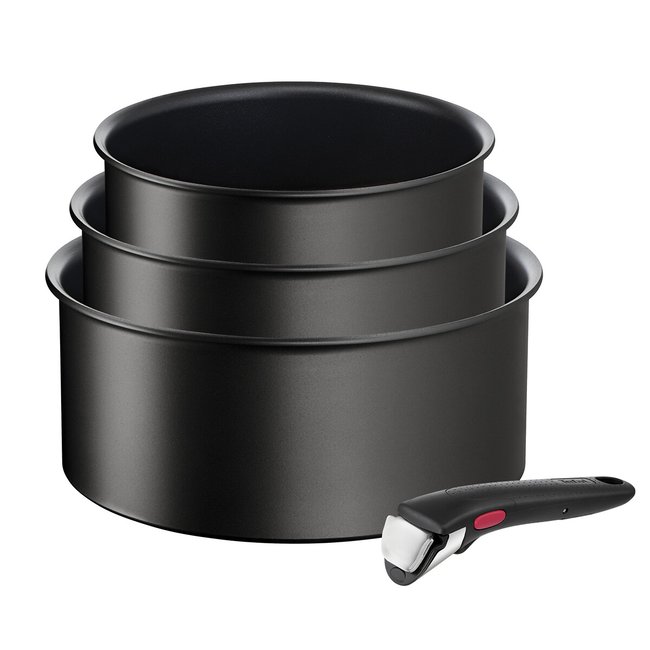 Batterie de cuisine 4 pièces Ingénio Eco resist noir <span itemprop=