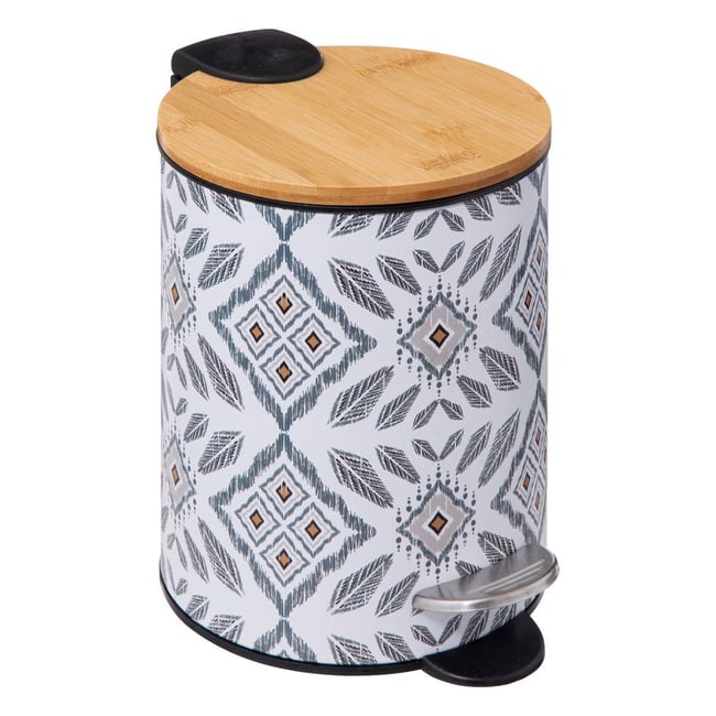 Poubelle Salle De Bain Métal 3L - Blanc - Système à Pédale - Seau Amovible - Marque FIVE Simply Smart
