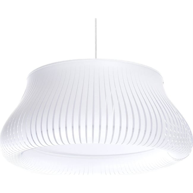 Suspension ronde en polypropylène Oblo style moderne Couleur blanc mat avec câble noir <span itemprop=