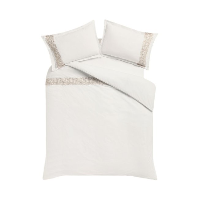 Housse de couette et taie en percale 200 fils blanc <span itemprop=