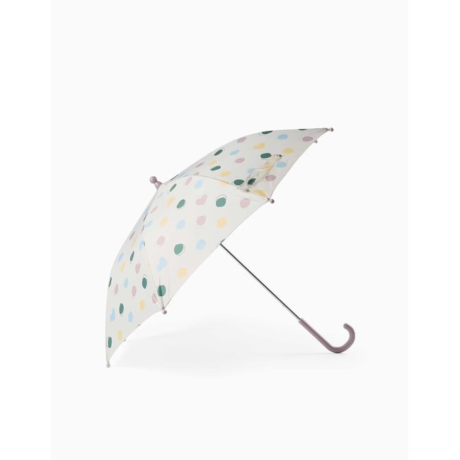 Parapluie automatique avec motif à pois mauve clair <span itemprop=