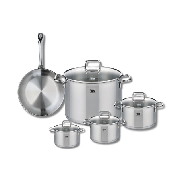 Batterie 1 poêle 24cm + 4 faitouts 12/14/16/26cm PROFI CITRIN gris <span itemprop=