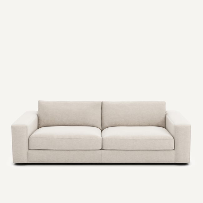 Canapé 3 ou 4 places, en toile chinée, SKANDER Couleur ivoire <span itemprop=