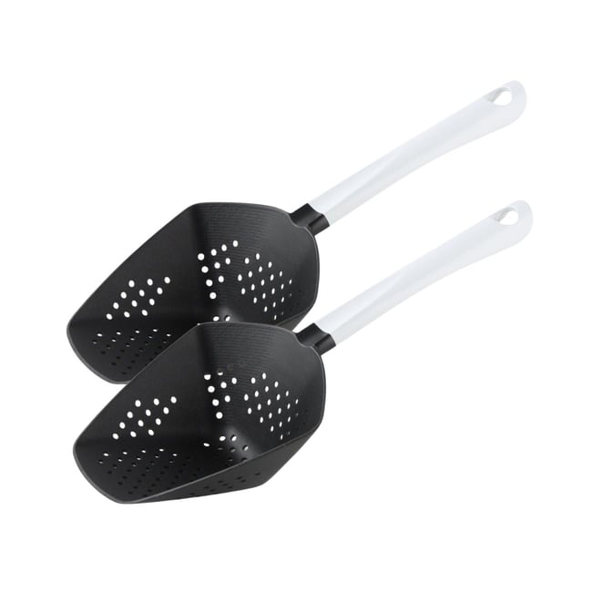 Set de 2 ustensiles de cuisine écumoire ARCADALINA blanc|noir <span itemprop=