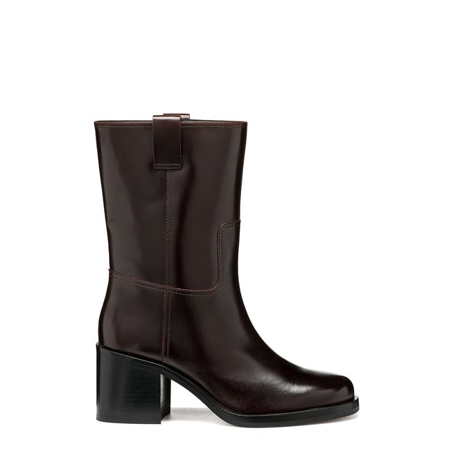 Sobima Heeled Leather Ankle Boots, dark brown, GEOX