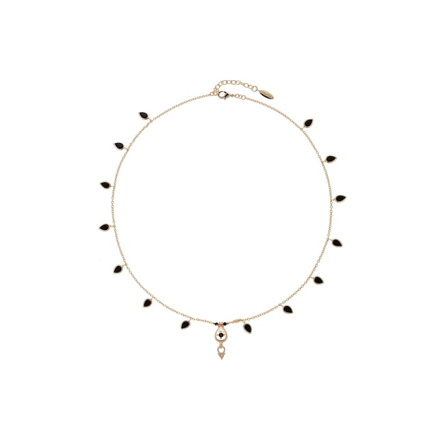 Collier chaîne avec pampilles BRANDI noir <span itemprop=