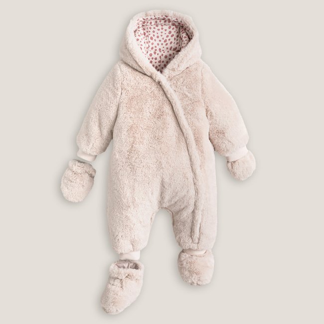 Combipilote à capuche en tissu duveteux rose LA REDOUTE COLLECTIONS