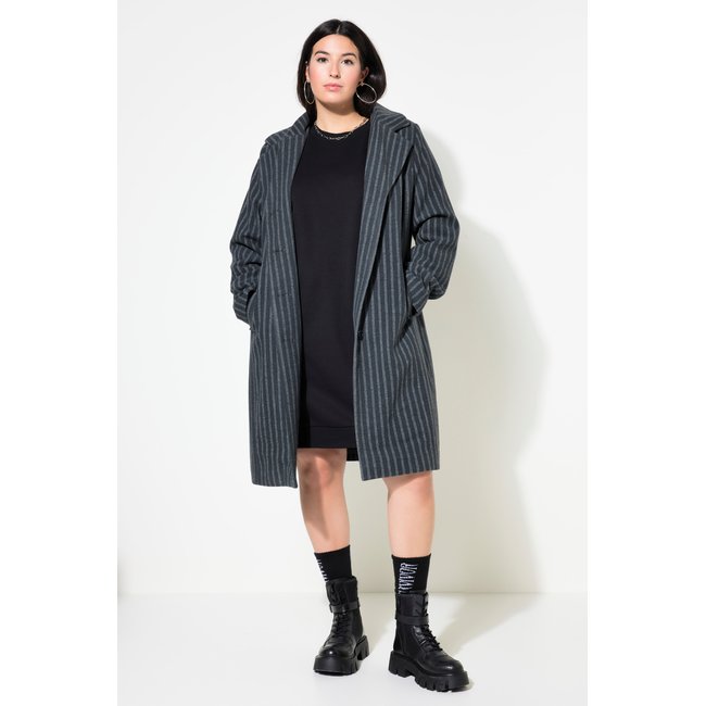 Manteau à rayures, col à revers anthracite <span itemprop=