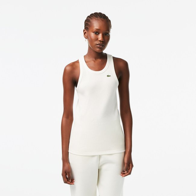 Débardeur slim fit coton côtelé  blanc-70v <span itemprop=