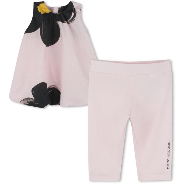 Robe sans manche et legging rosee <span itemprop=