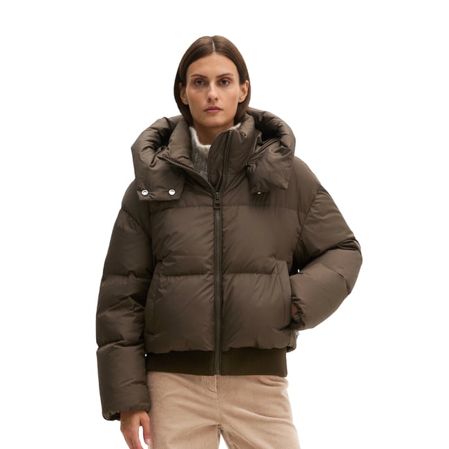 Veste à capuche matelassée en duvet, coupe regular à partir de matériaux recyclés marron <span itemprop=