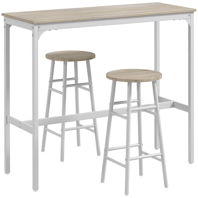 Ensemble de table de bar MDF Chêne Couleur chêne et blanc <span itemprop=