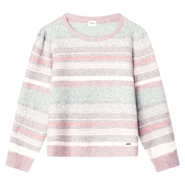 Pull Col Rond En Maille Fairisle purée <span itemprop=