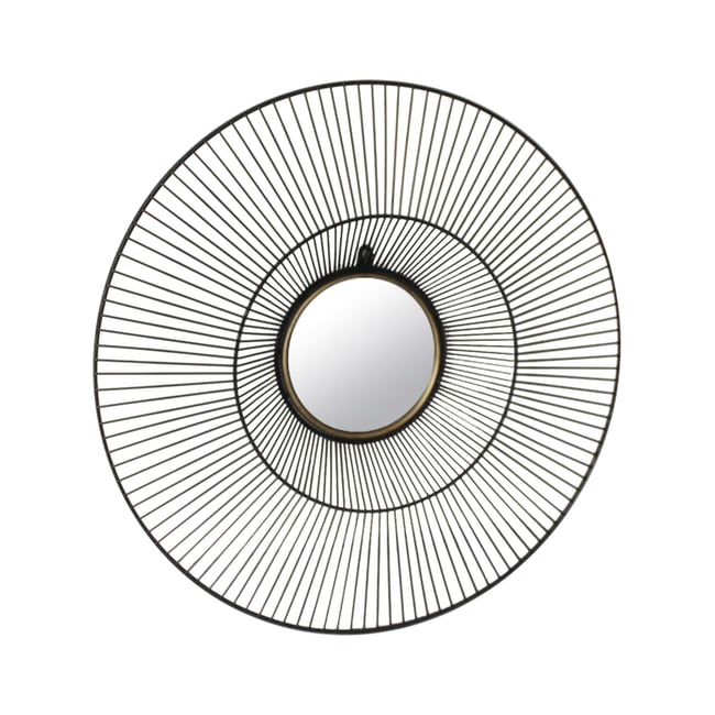 Miroir rond en métal 58x58x9cm Couleur noir <span itemprop=