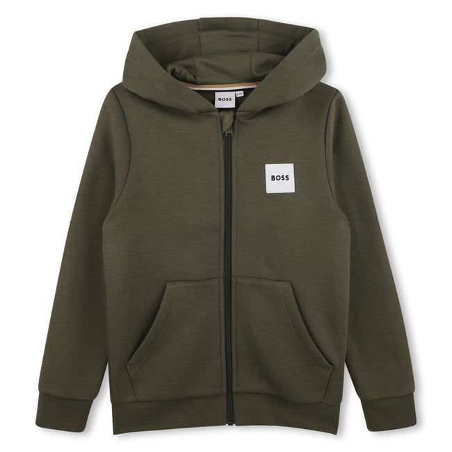Cardigan de jogging olive <span itemprop=